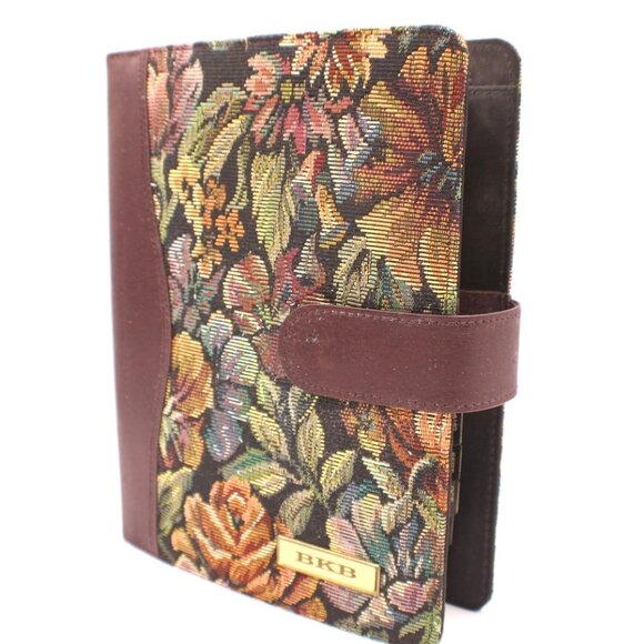 Day Timer Floral Tapestry 7-Ring Binder Planner Organizer Calendar Vtg Monogram - Picture 1 of 16